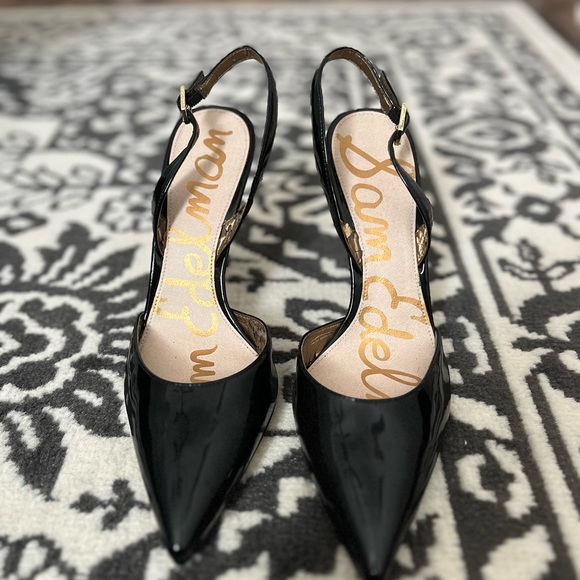 Black Patent Sling Back Stilettos - Picture 1 of 6